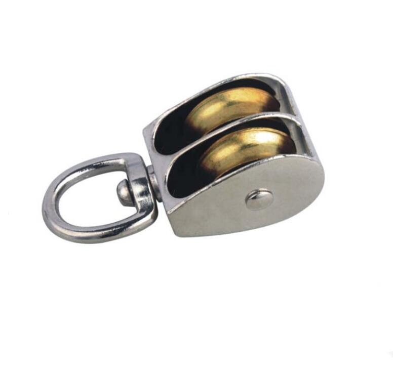 Double Wheel Pulley,Swivel Ring,Zinc Cast,Nickel Plated